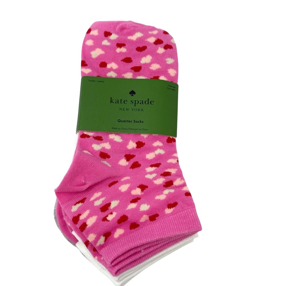 Kate Spade Pink Heart Ankle Socks Women‎ 4-10 NWT Spring Gift Feminine Soft